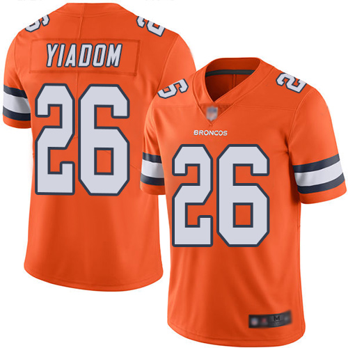 Men Denver Broncos 26 Isaac Yiadom Limited Orange Rush Vapor Untouchable Football NFL Jersey